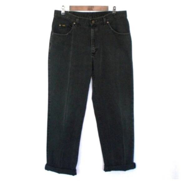 Vintage Lee Distressed Black Hi Rise Mom Jeans Straight Leg Size 31 - Picture 1 of 3